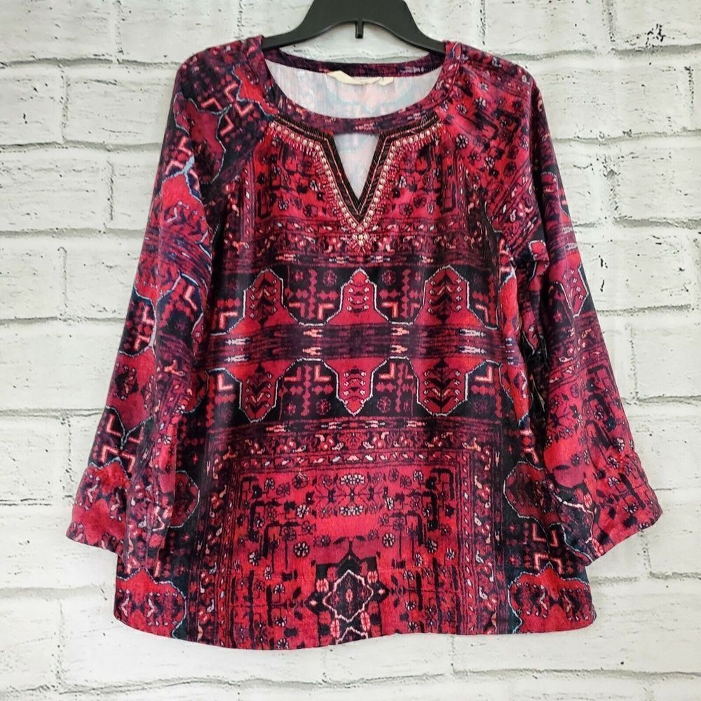 Soft Surroundings Ottoman Velvet Long Sleeve Shirt Womens Size Small